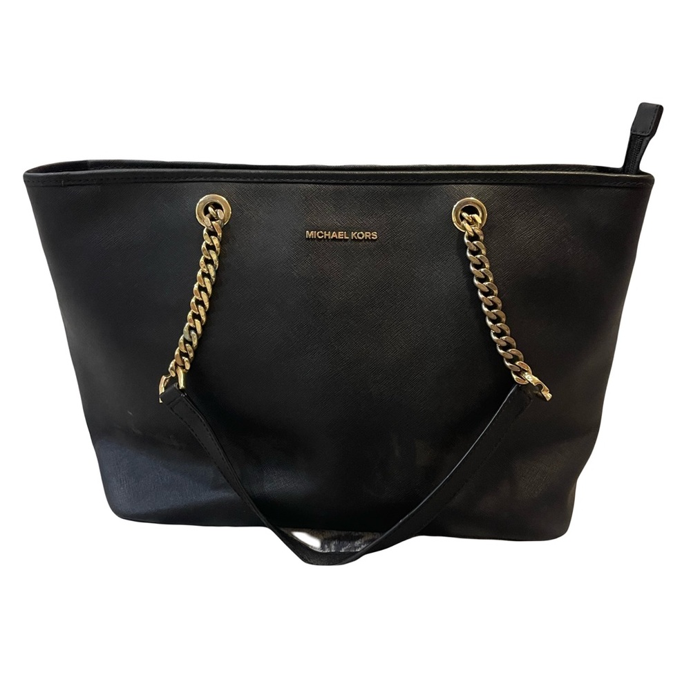 Michael Kors Black and Gold Tote with Chain Details